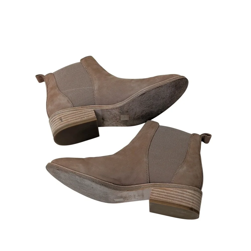 Eileen Fisher Blink Tumbled Nubuck Bootie Ankle Boot  Womens 9 Beige Pull On